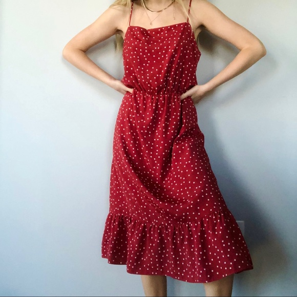 Lovers + Friends Dresses & Skirts - Lovers + Friends red polka dot ruffle midi dress